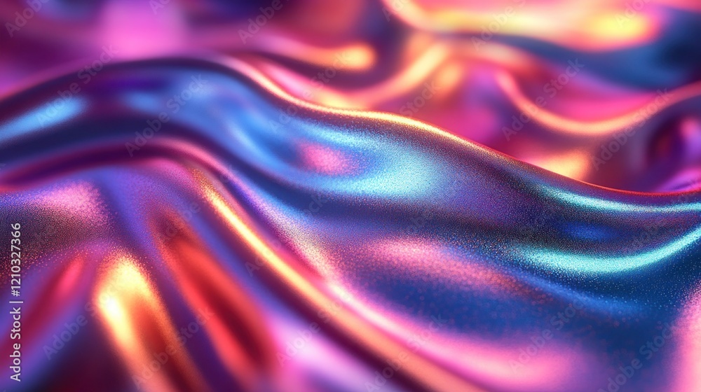 Iridescent fabric flowing, colorful backdrop, design