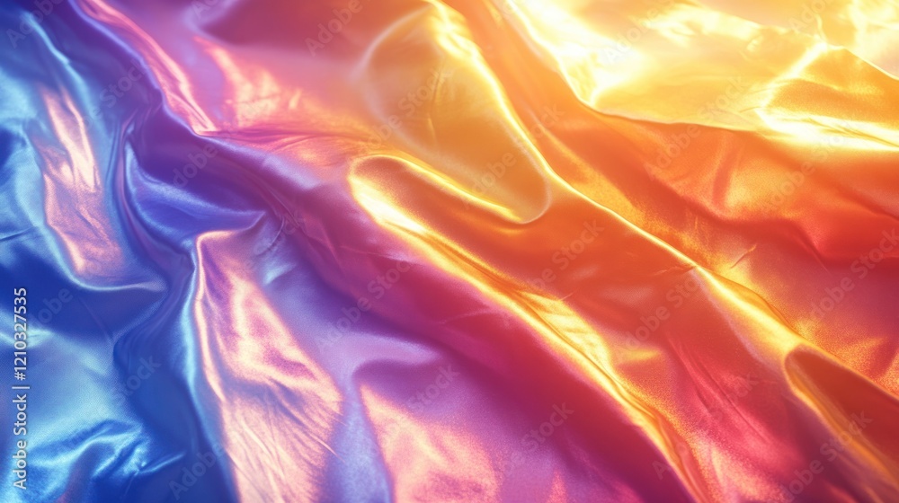 Obraz premium Iridescent fabric drapes, studio lighting, gradient background, design texture