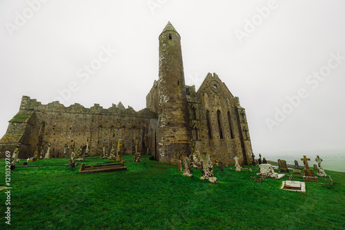 Rainy foggy Irish landscape of
Rock of Cashel – St. Patrick's Rock, County Tipperary, Ireland photo