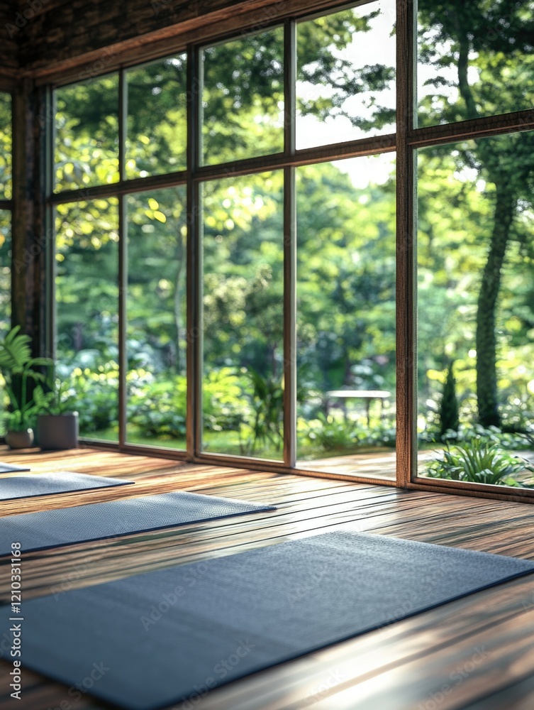 Fototapeta premium Serene Yoga Studio with Natural Light