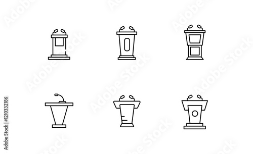 Set of stage podium icon, Podium speech symbol for app web logo banner poster, Editable Stroke