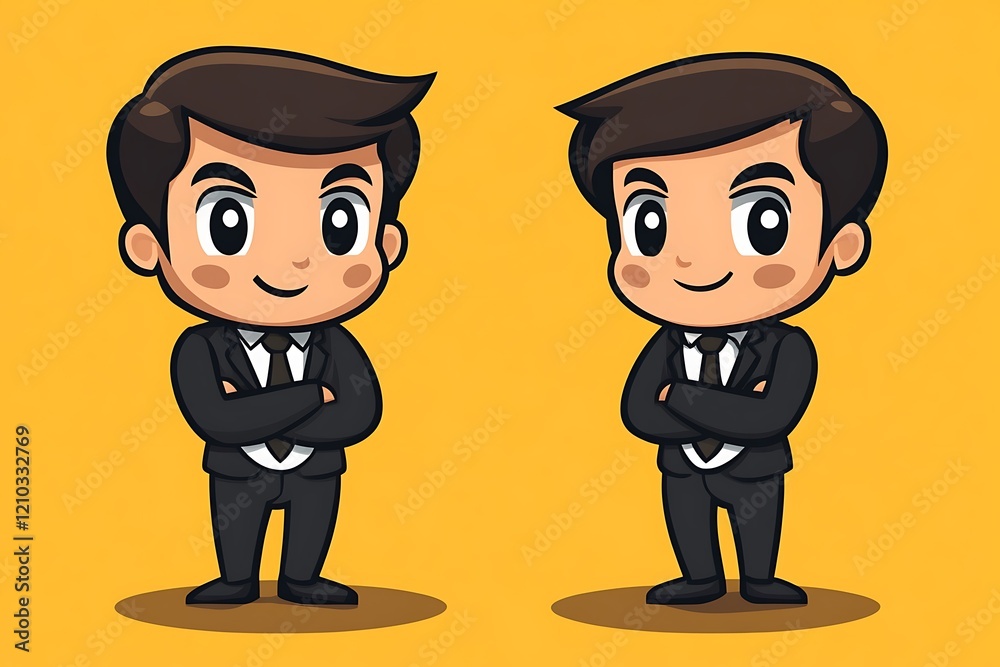 Confident Boy Pair in Suits Teamwork Portrait Image Confident Boy Pair in Suits Teamwork Portrait Image