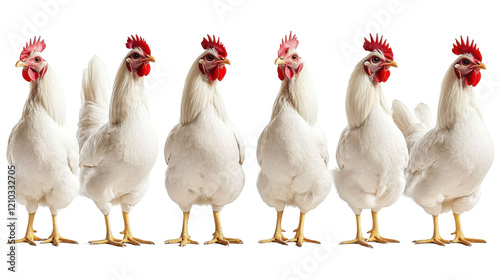 white chickens row - poultry farm animals photo