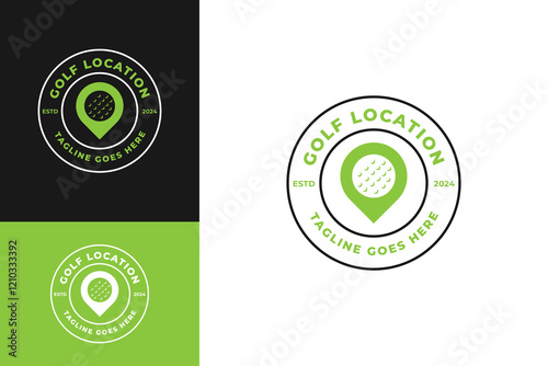 Badge of pin location and golf logo design template vector illustration