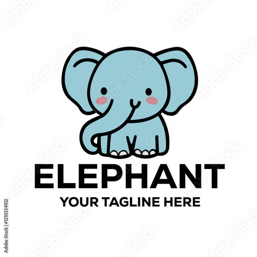 Blue Cartoon Elephant Logo for Business