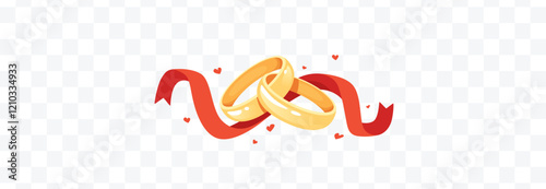 Vector golden ring. Two shiny wedding rings. Isolated. Eps10 illustration. Realistic 3d icon design.