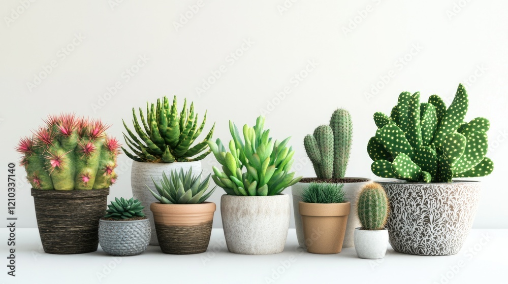 Fototapeta premium Modern Cactus Pots and Plants
