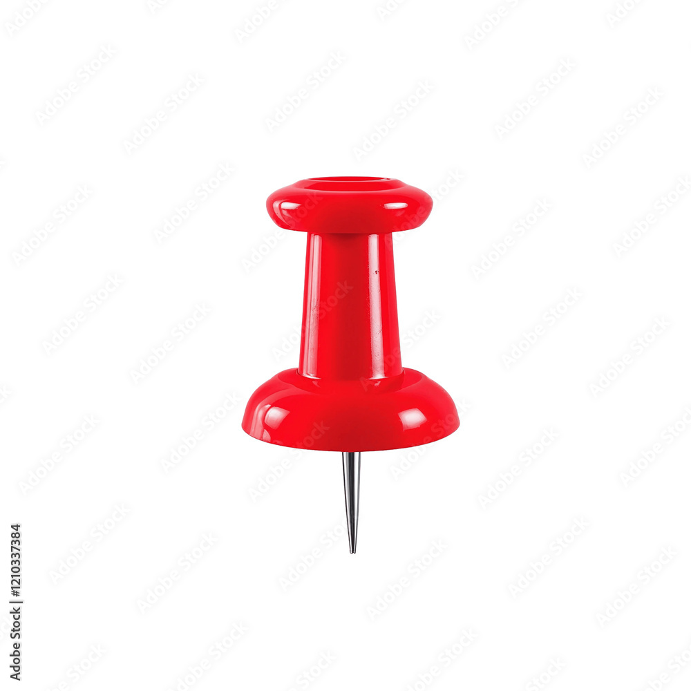 A red thumbtack displayed against a plain white background A red thumbtack displayed against a plain white background
