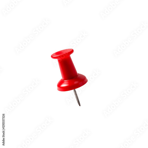 Red push pin isolated on transparent background