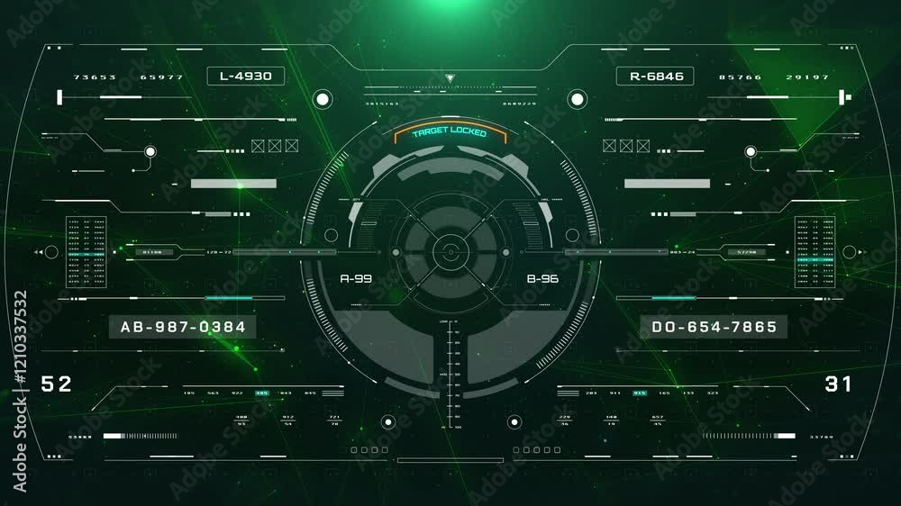 HUD Futuristic Technology UI Control Interface Screen Panel Fly Through In Low Poly Wave Line Connection 4K Motion Background