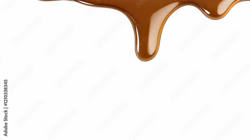 melted chocolate dripping on white background