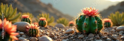 Arid desert succulent adapted for water storage, cactus, plant biology, water storage photo