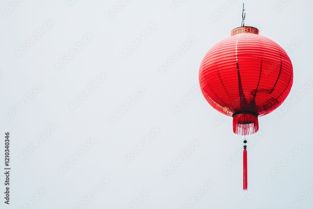Obraz premium Red Chinese Lantern Hanging Against a Clear Sky