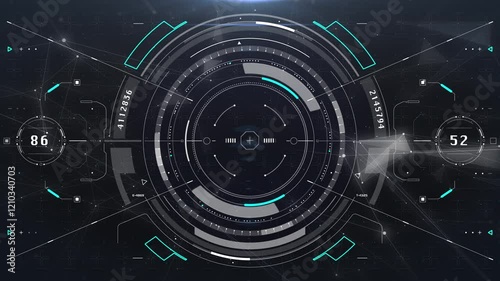 Wallpaper Mural HUD screen surveillance aerial view fly through in cyber low poly galaxy. Technology digital head up display UI scanning interface 4K motion background. Torontodigital.ca