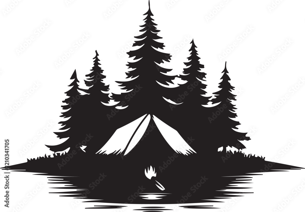 Obraz premium Camping silhouette element, Camping vector illustration design.