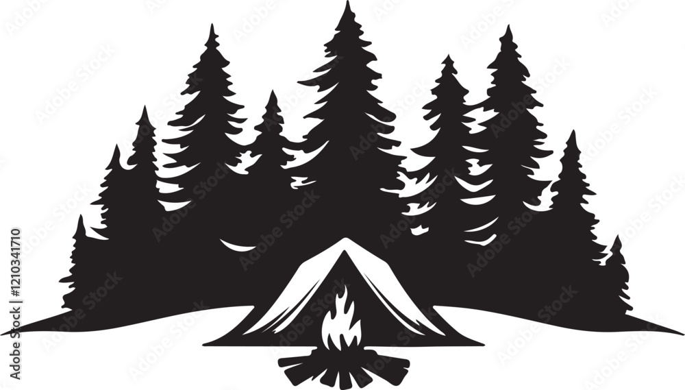 Obraz premium Camping silhouette element, Camping vector illustration design.