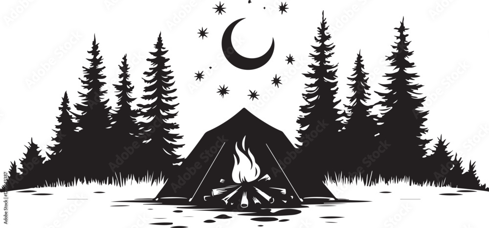 Obraz premium Camping silhouette element, Camping vector illustration design.