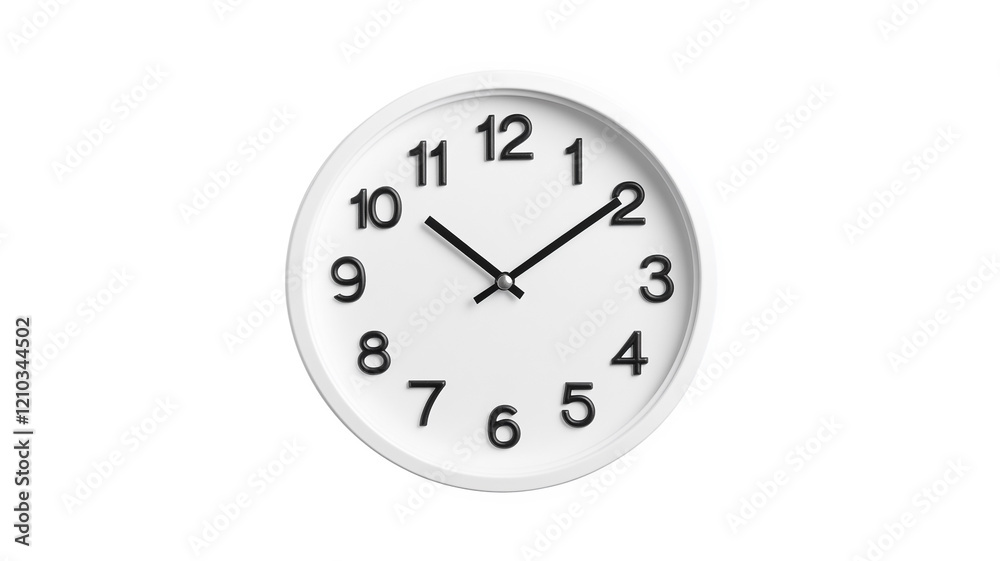 A white clock isolated on white background. A white clock isolated on white background.