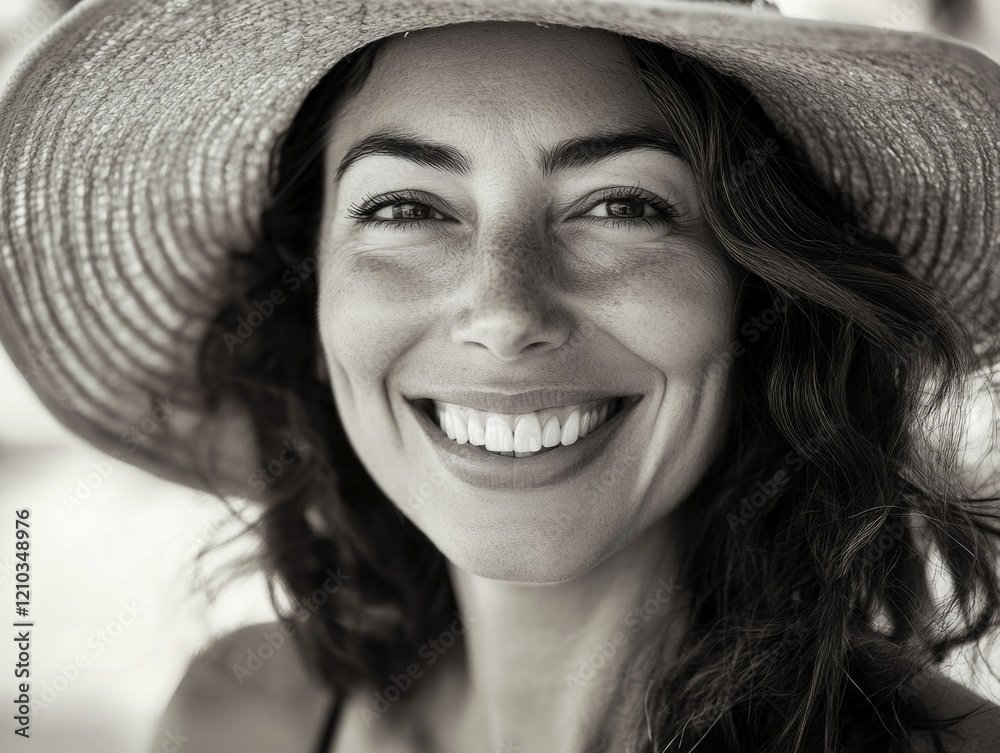 Smiling Woman in Straw Hat Smiling Woman in Straw Hat
