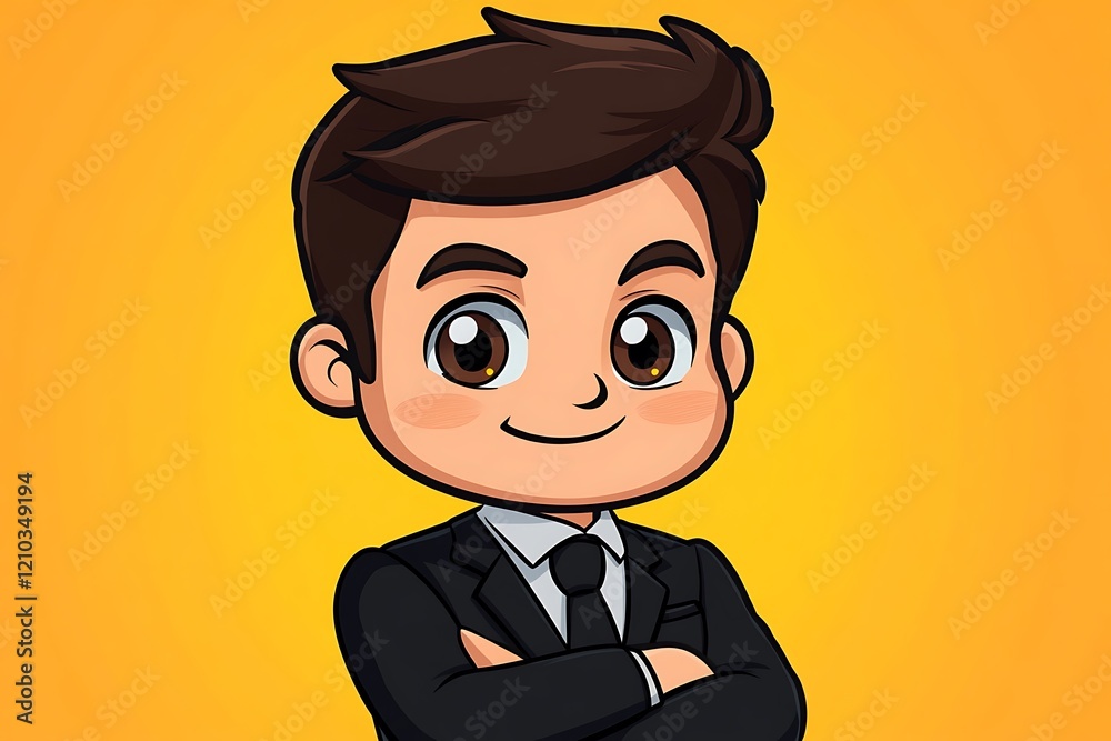 Cute Gentleman Vector Avatar Front View, Standing