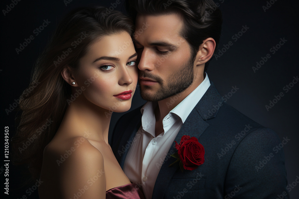 Generative AI picture of sweet charming adorable couple on Valentine Day lovers Day celebration concept