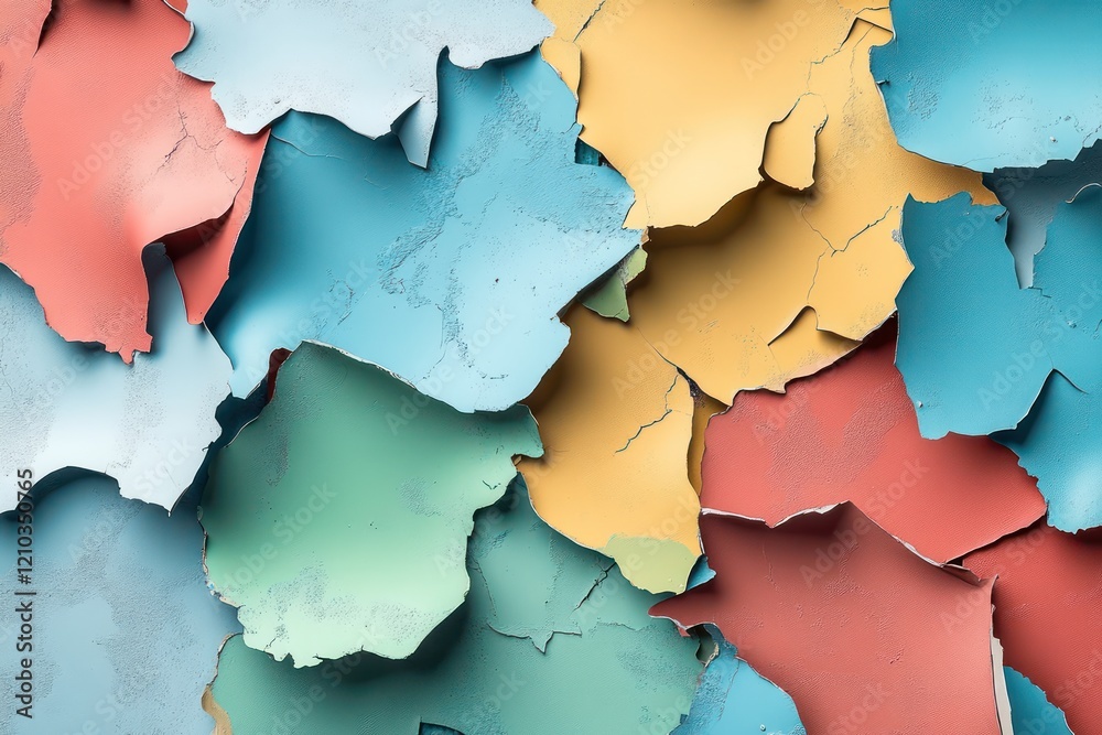 Obraz premium Peeling paint creating bold contrasts with layers of vibrant and muted tones
