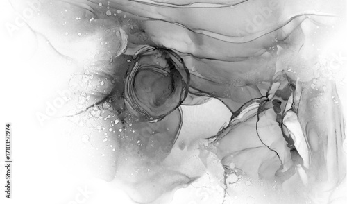 Abstract Black and White Ink Fluid Art Background Design.(High-resolution abstract black and white fluid art design featuring ink textures. Perfect for graphic resources, branding, and environmental )