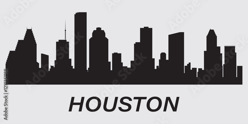 Wallpaper Mural Black silhouette of Houston city skyline. Vector on a gray background Torontodigital.ca