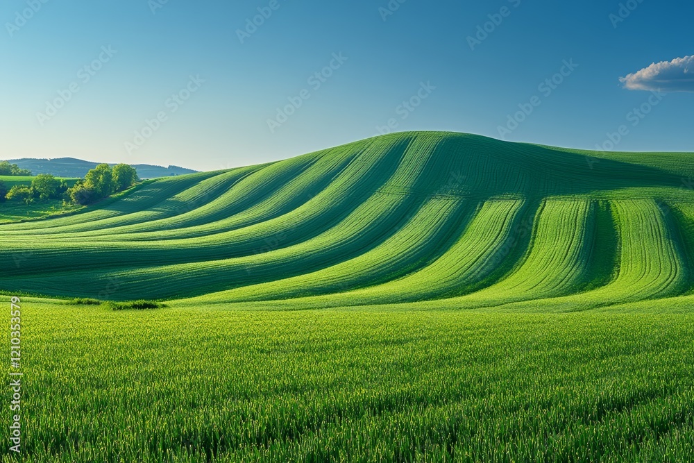Naklejka premium Captivating Aerial View of Solar Farm with Rows of Neatly Arranged Solar Panels in a Field