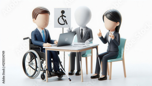 Empowering inclusive workplaces disability representation in business meetings office illustration