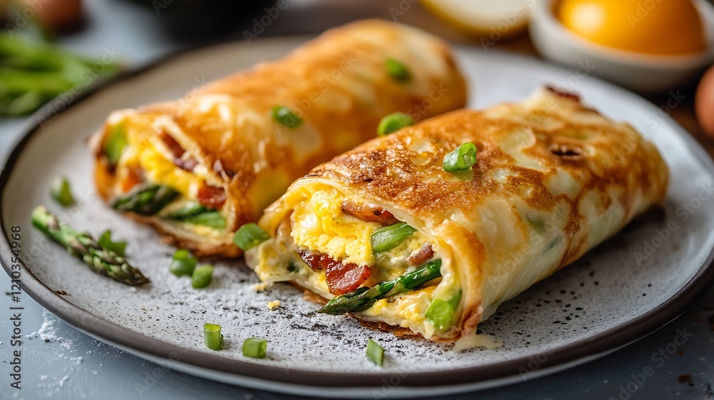 homemade healthy breakfast egg roll stuffed with bacon asparagus and toast homemade healthy breakfast egg roll stuffed with bacon asparagus and toast