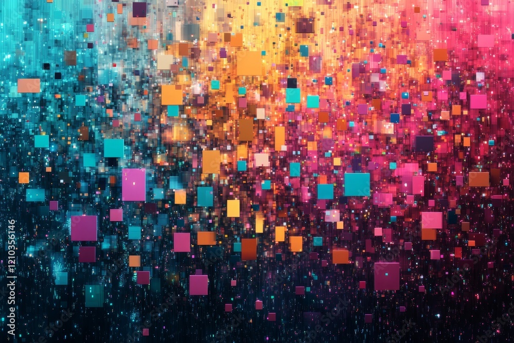 Vibrant Abstract Digital Rain A Symphony of Colorful Cubes and Glowing Pixels Vibrant Abstract Digital Rain A Symphony of Colorful Cubes and Glowing Pixels