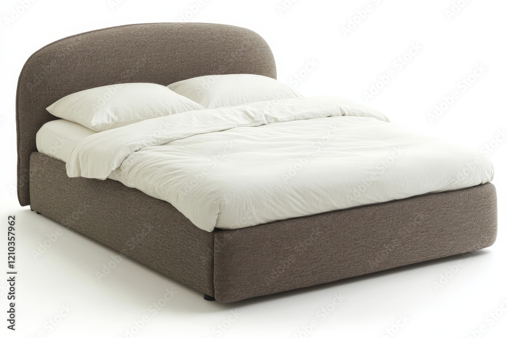 Obraz premium A bed with a white comforter and two pillows. The bed is made and looks inviting