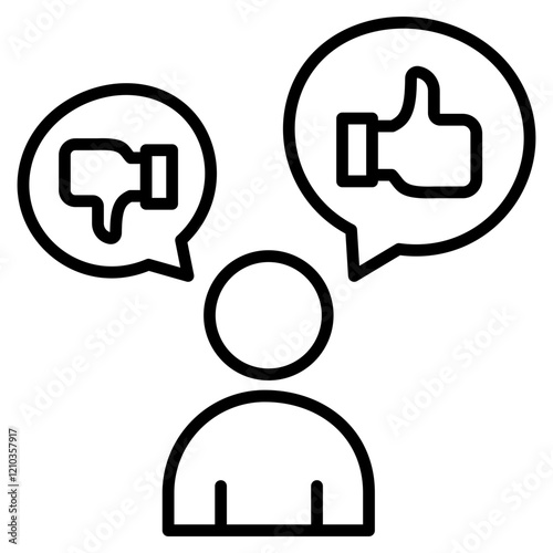 Feedback icon vector illustration. Icons showing user satisfaction and dissatisfaction with positive and negative feedback symbolize balanced opinions and constructive interactions.