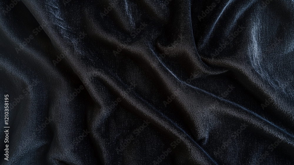 Fototapeta premium Soft black velvet fabric with folds