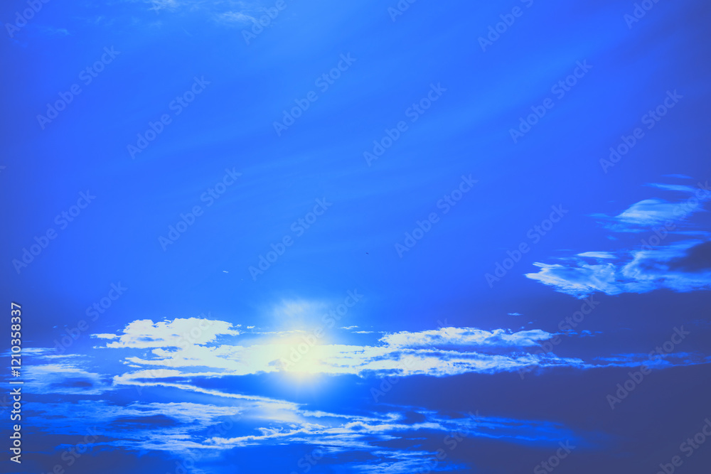 Blue cloudy sky at daylight. Sky texture. Abstract nature background