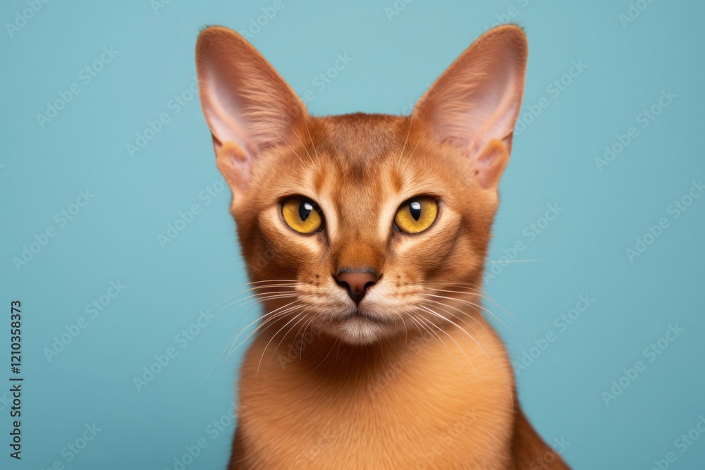 Portrait of a cute chausie cat in solid color backdrop Portrait of a cute chausie cat in solid color backdrop