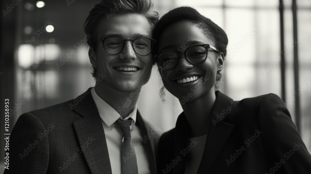Professional Couple Smiling at Camera Professional Couple Smiling at Camera