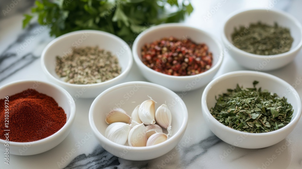 Assortment of Aromatic Spices and Herbs for Culinary Delights