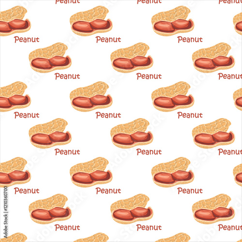 Seamless pattern peanuts in shell. For design projects, food packaging, advertising, or creating educational materials, ideal for use in food-related branding