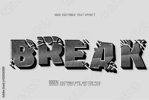 Cracked Stone break Text Effect design