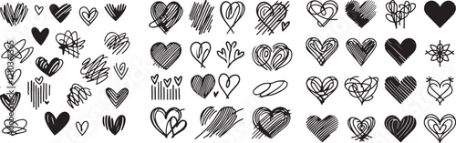 isolated  Set hand drawn scribbles element collection of star, heart, crown, flower icon,    icon Vector ,    Silhouette,color    symbol,    icon set, black sunrise  icon,    for logo,    Vector illus