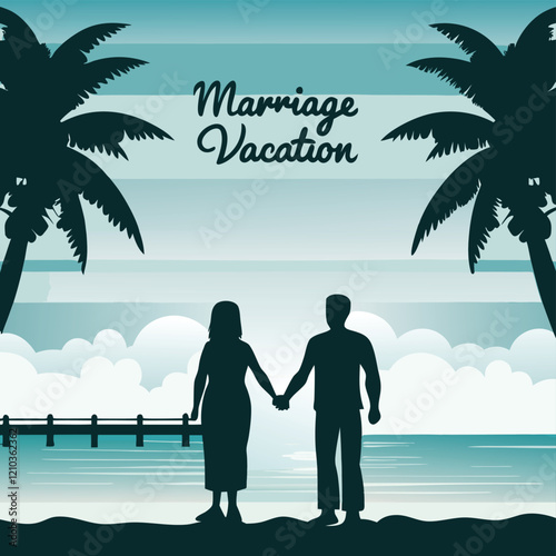 romantic couple on the beach vector