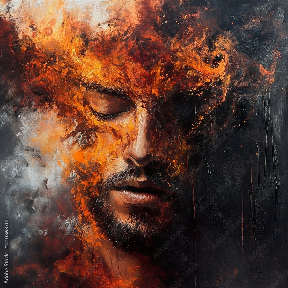 Fiery Soul: An Abstract Portrait of Intense Emotion Fiery Soul: An Abstract Portrait of Intense Emotion