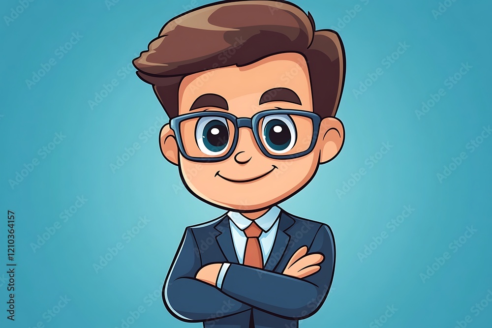 Happy Businessman Avatar with Glasses