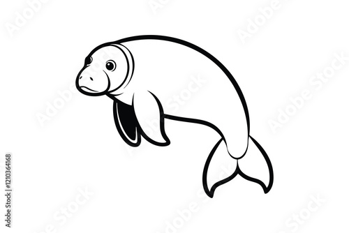 Manatee icon silhouette vector art illustration design   photo