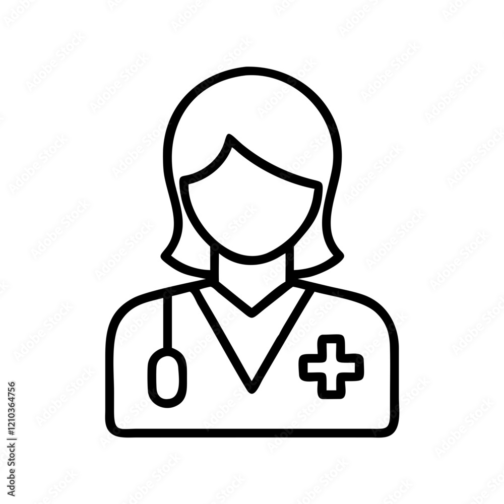 Fototapeta premium medical intern icon, medical intern line art - simple line art of medical intern, perfect for medical intern logos and icons