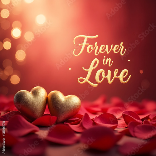 Golden Hearts and Roses: Elegant Valentine's Day Design