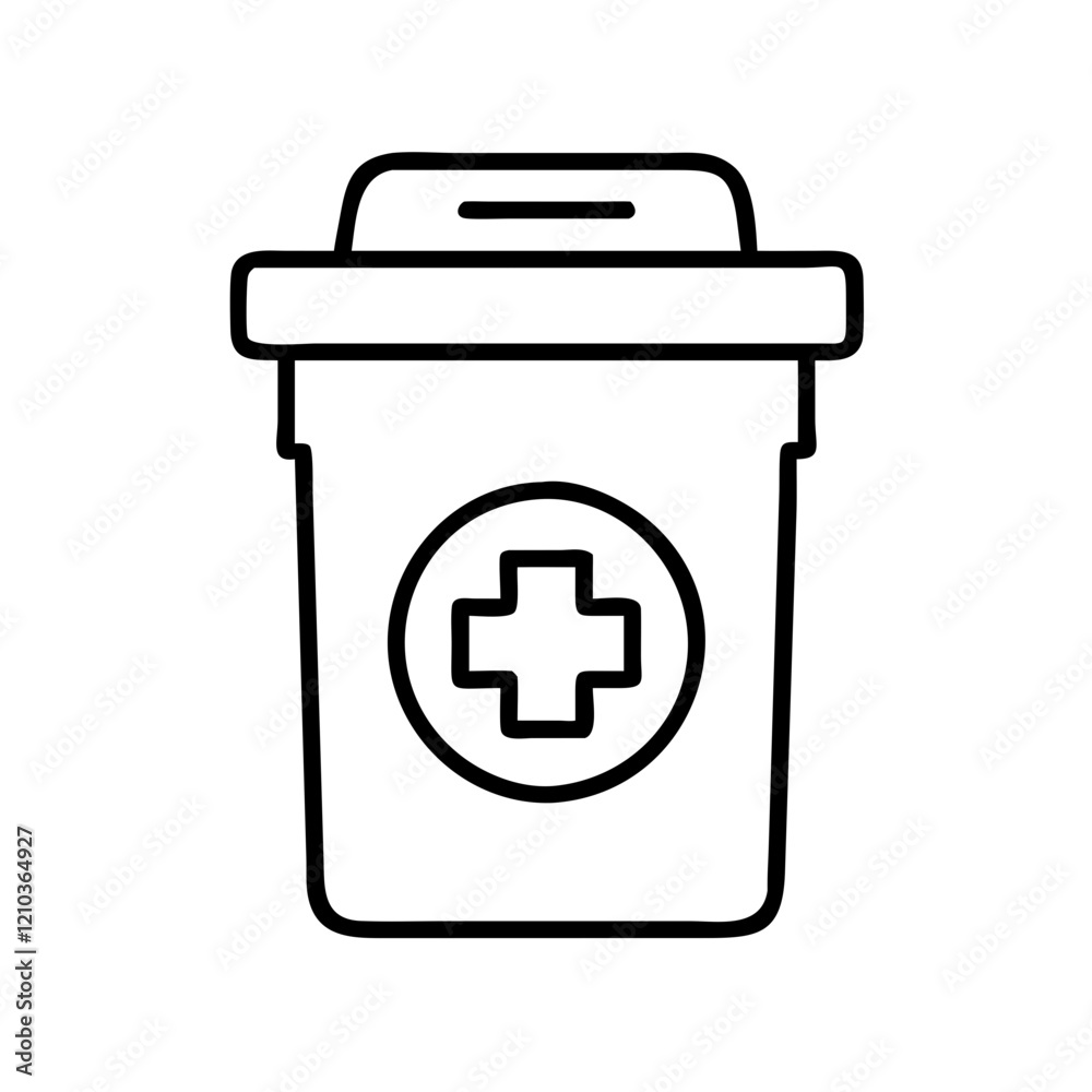 Obraz premium medical waste bin icon, medical waste bin line art - simple line art of medical waste bin, perfect for medical waste bin logos and icons