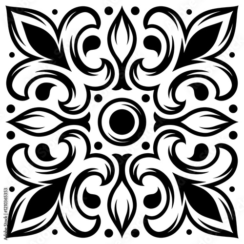 Portuguese ceramic tile pattern. Mediterranean traditional ornament. Italian or spanish majolica.